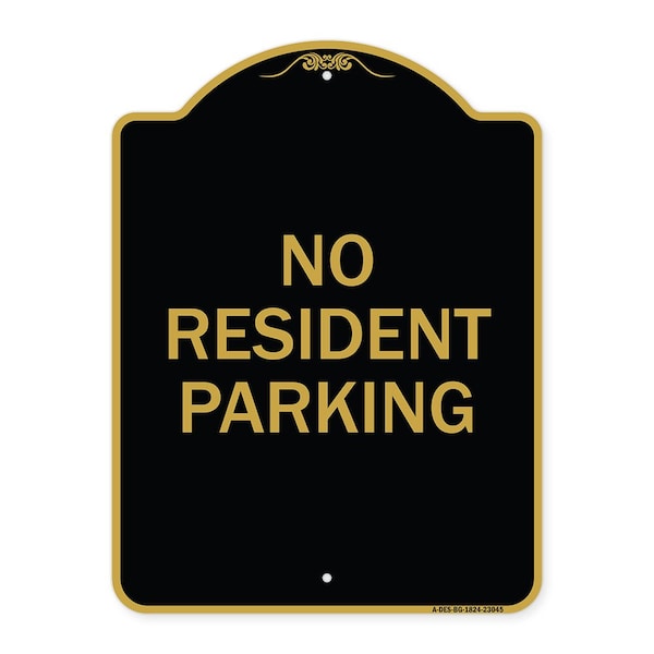 Signmission Reserved Parking Sign No Resident Parking, Black & Gold Aluminum Sign, 18" x 24", BG-1824-23045 A-DES-BG-1824-23045 - main